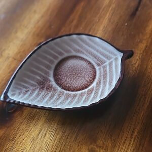 3 For $10 Pier 1 Imports Brown Stoneware Trinket Leaf Plate.